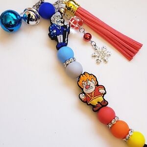 Handmade Year Without a Santa Claus Miser Brothers Silicone Focal Bead Keychain